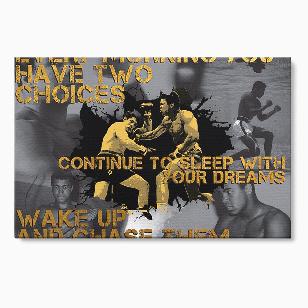 Tablou canvas cu tablou canvas motivational cu muhammad ali, fara rama, pe sasiu de lemn